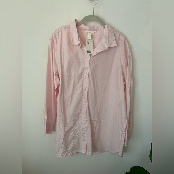 H&M NWT pale pink button down shirt. Size Large. never worn. - Picture 3 of 5